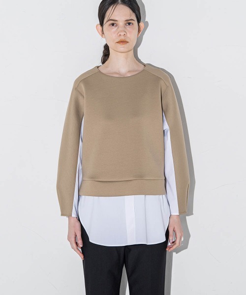 la.f…(ラエフ)の「【洗濯機で洗える/2wayストレッチ】異素材ドッキングデザインカットソー(Tシャツ/カットソー・レディース・ブラック系その他/ダークベージュ/ダークネイビー・9号/7号)」の16枚目の写真