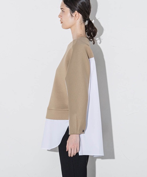 セール】【洗濯機で洗える/2wayストレッチ】異素材ドッキングデザイン