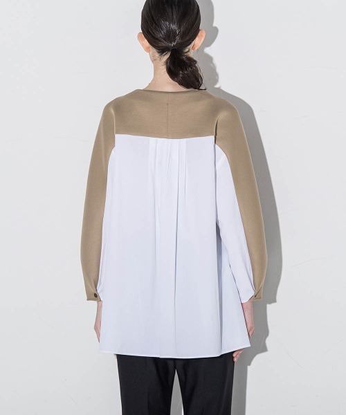la.f…(ラエフ)の「【洗濯機で洗える/2wayストレッチ】異素材ドッキングデザインカットソー(Tシャツ/カットソー・レディース・ブラック系その他/ダークベージュ/ダークネイビー・9号/7号)」の18枚目の写真