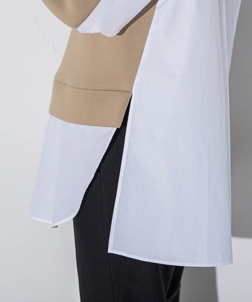 セール】【洗濯機で洗える/2wayストレッチ】異素材ドッキングデザイン