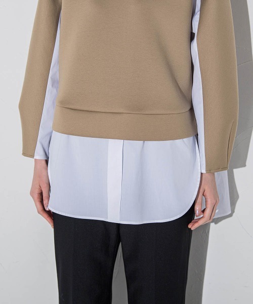 セール】【洗濯機で洗える/2wayストレッチ】異素材ドッキングデザイン