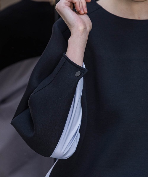 セール】【洗濯機で洗える/2wayストレッチ】異素材ドッキングデザイン