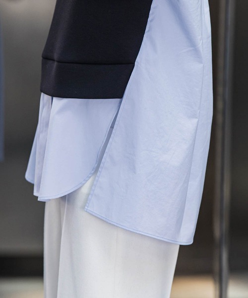 セール】【洗濯機で洗える/2wayストレッチ】異素材ドッキングデザイン