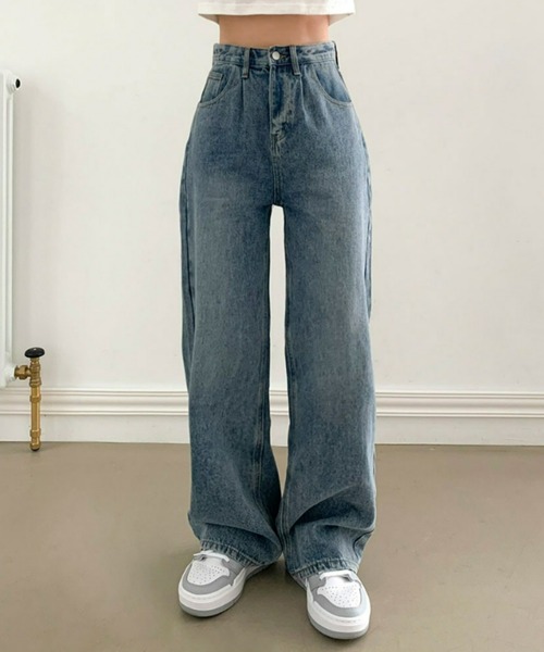 BEIDELLI（ベイデリー）の「[BELLIDE MADE] ハイウエストピンタックワイドデニムパンツ（デニムパンツ・レディース・ブルー・SMALL/MEDIUM/LARGE）」の4枚目の写真