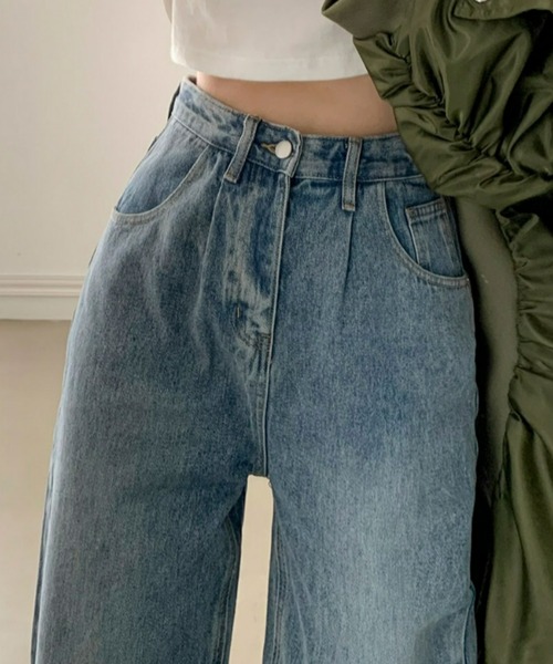 BEIDELLI（ベイデリー）の「[BELLIDE MADE] ハイウエストピンタックワイドデニムパンツ（デニムパンツ・レディース・ブルー・SMALL/MEDIUM/LARGE）」の8枚目の写真
