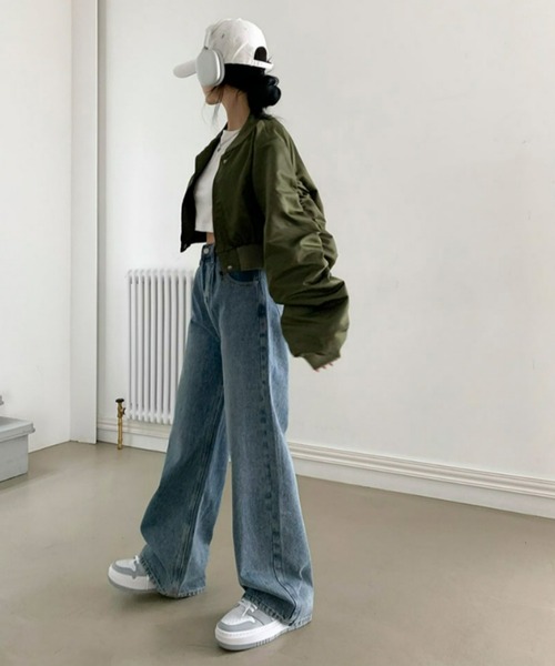 BEIDELLI（ベイデリー）の「[BELLIDE MADE] ハイウエストピンタックワイドデニムパンツ（デニムパンツ・レディース・ブルー・SMALL/MEDIUM/LARGE）」の6枚目の写真