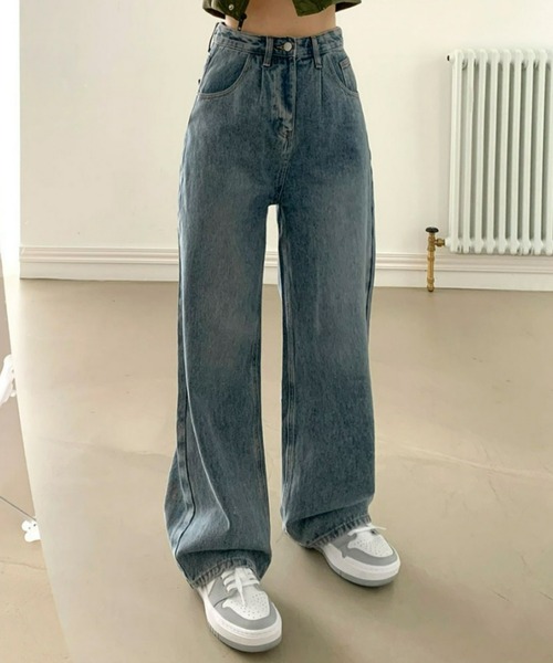 BEIDELLI（ベイデリー）の「[BELLIDE MADE] ハイウエストピンタックワイドデニムパンツ（デニムパンツ・レディース・ブルー・SMALL/MEDIUM/LARGE）」の11枚目の写真