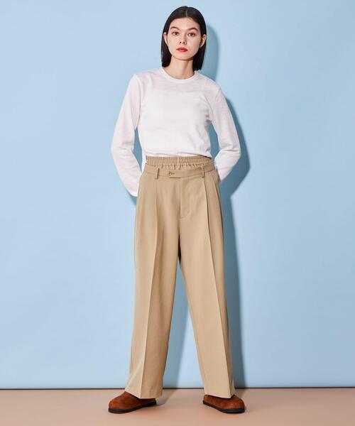 CITEN（シテン）の「＜CITEN＞レイヤード ウエスト ワイド スラックス（スラックス・レディース・グレー/ベージュ/ブラック・M/S）」の5枚目の写真