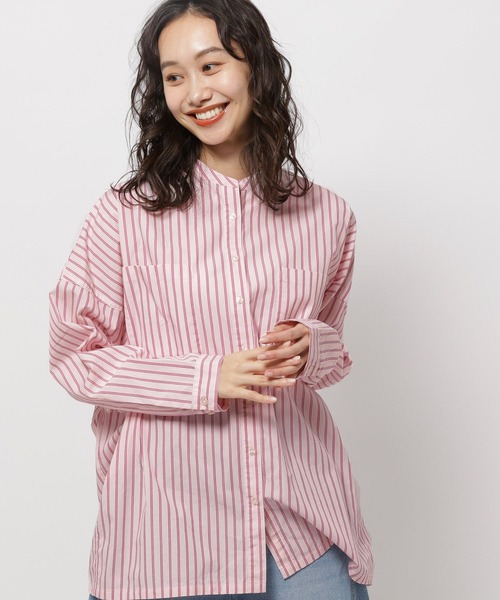 niko and...（ニコアンド）の「マーセドルマンバンドシャツ（シャツ/ブラウス・レディース・ブルー/ラベンダー/ピンク/ホワイト/グリーン・BIG(L)/SHORT）」の5枚目の写真