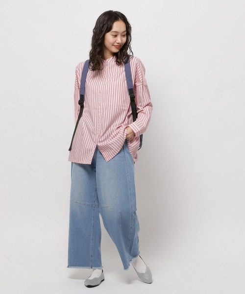 niko and...（ニコアンド）の「マーセドルマンバンドシャツ（シャツ/ブラウス・レディース・ブルー/ラベンダー/ピンク/ホワイト/グリーン・BIG(L)/SHORT）」の9枚目の写真