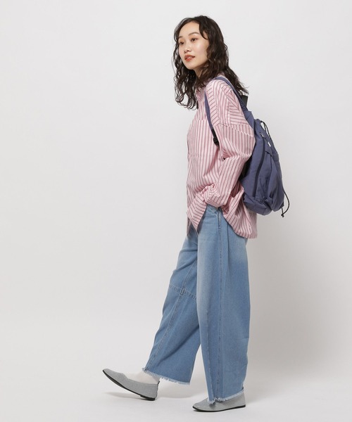 niko and...（ニコアンド）の「マーセドルマンバンドシャツ（シャツ/ブラウス・レディース・ブルー/ラベンダー/ピンク/ホワイト/グリーン・BIG(L)/SHORT）」の8枚目の写真