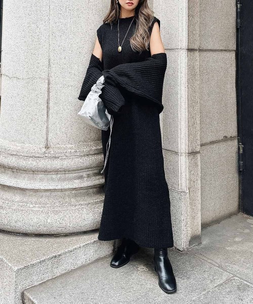 esutoreja（エストレジャ）の「ボレロニットワンピース（ワンピース・レディース・ブラック/ベージュ/グレー・FREE）」の2枚目の写真