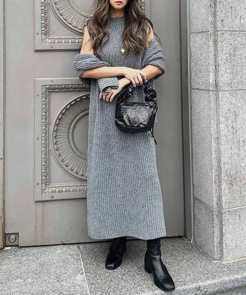 esutoreja（エストレジャ）の「ボレロニットワンピース（ワンピース・レディース・ブラック/ベージュ/グレー・FREE）」の4枚目の写真