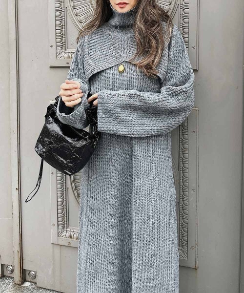 esutoreja（エストレジャ）の「ボレロニットワンピース（ワンピース・レディース・ブラック/ベージュ/グレー・FREE）」の10枚目の写真