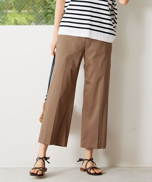 自由区（ジユウク）の「【接触冷感・洗える】コットンサテンストレッチクロップド丈ワイド パンツ（その他パンツ・レディース・ブラウン系/ベージュ系/ネイビー系・42/40/38/36）」の3枚目の写真