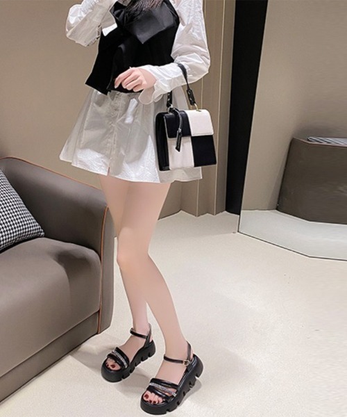 Miniministore(ミニミニストア)の「厚底サンダル レディース 美脚シューズ(サンダル・レディース・アイボリー/ブラック・24.5cm/24.0cm/23.5cm/23.0cm/22.5cm)」の7枚目の写真