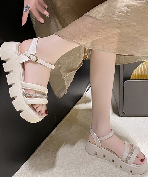 Miniministore(ミニミニストア)の「厚底サンダル レディース 美脚シューズ(サンダル・レディース・アイボリー/ブラック・24.5cm/24.0cm/23.5cm/23.0cm/22.5cm)」の10枚目の写真