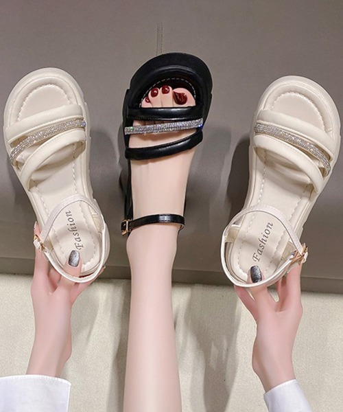 Miniministore(ミニミニストア)の「厚底サンダル レディース 美脚シューズ(サンダル・レディース・アイボリー/ブラック・24.5cm/24.0cm/23.5cm/23.0cm/22.5cm)」の11枚目の写真
