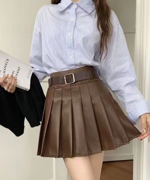 NANEA(ナネア)の「ベルト付きプリーツミニスカート インナーパンツ付き(スカート・レディース・ブラック/ブラウン・SMALL/MEDIUM/LARGE/X-LARGE)」の17枚目の写真