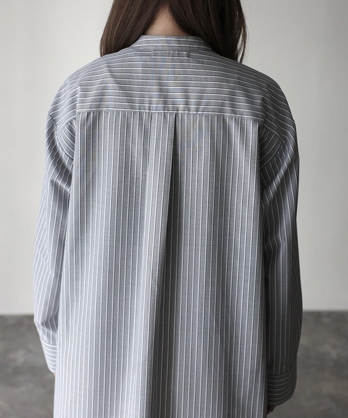 Riberry（リベリー）の「バンドカラーストライプシャツワンピース（シャツワンピース・レディース・ブルー/ベージュ/グレー・MEDIUM）」の15枚目の写真