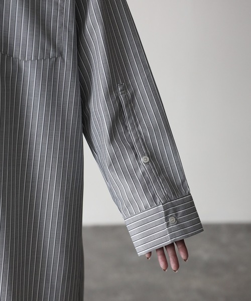 Riberry（リベリー）の「バンドカラーストライプシャツワンピース（シャツワンピース・レディース・ブルー/ベージュ/グレー・MEDIUM）」の13枚目の写真