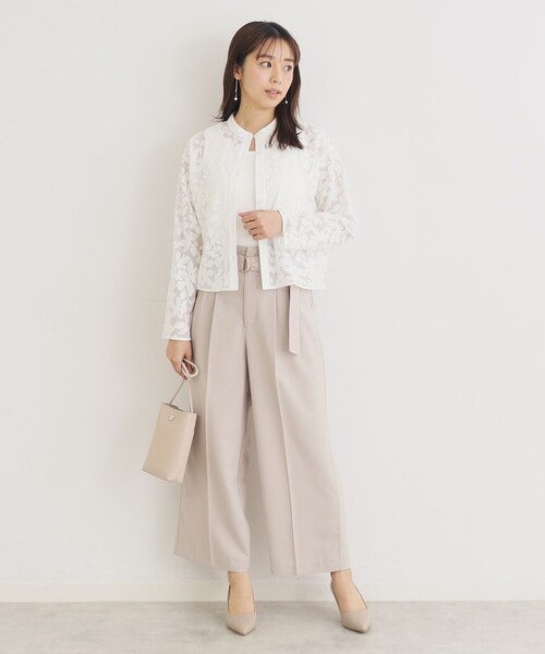index(インデックス)の「◆フラワーレースバンドカラーショートシャツ【洗濯機洗い可】(シャツ/ブラウス・レディース・オフホワイト/ブラック・38/42/36/40)」の10枚目の写真