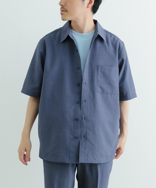 ITEMS URBANRESEARCH（アイテムズ アーバンリサーチ）の「『イージーケア/UVカット』『セットアップ対応』クイックドライ リネンタッチ 半袖シャツ（シャツ/ブラウス・メンズ・ブラック/チャコールグレー/グリーン系その他/ブルー・MEDIUM/LARGE）」の13枚目の写真