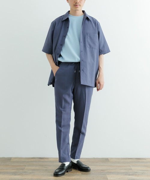 ITEMS URBANRESEARCH（アイテムズ アーバンリサーチ）の「『イージーケア/UVカット』『セットアップ対応』クイックドライ リネンタッチ 半袖シャツ（シャツ/ブラウス・メンズ・ブラック/チャコールグレー/グリーン系その他/ブルー・MEDIUM/LARGE）」の15枚目の写真