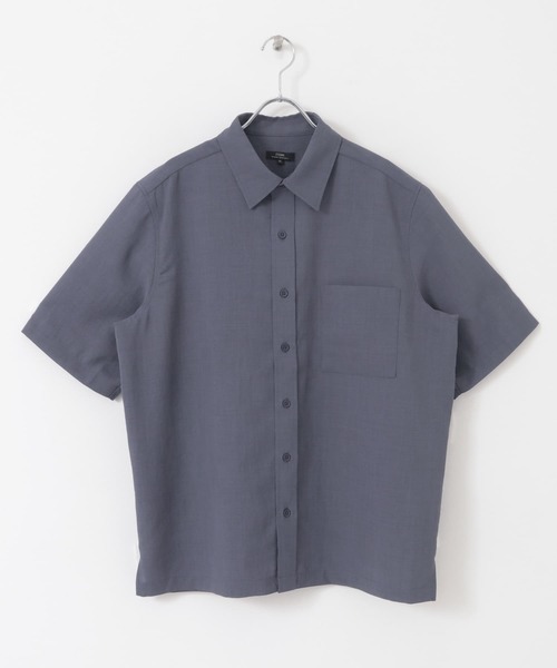 ITEMS URBANRESEARCH（アイテムズ アーバンリサーチ）の「『イージーケア/UVカット』『セットアップ対応』クイックドライ リネンタッチ 半袖シャツ（シャツ/ブラウス・メンズ・ブラック/チャコールグレー/グリーン系その他/ブルー・MEDIUM/LARGE）」の5枚目の写真