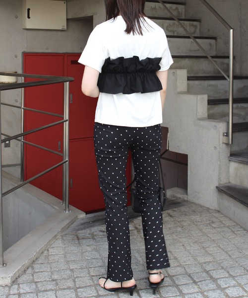 INCEDE（インシード）の「フリルビスチェ付きコンビトップス（Tシャツ/カットソー・レディース・ブラック/オフホワイト・M/L/LL）」の20枚目の写真