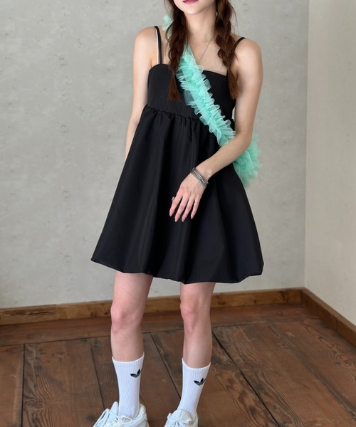 Per sist ence(パーシエンス)の「ブロードバルーンミニキャミワンピース(ワンピース・レディース・ブラック/オフホワイト/ブルー・FREE)」の3枚目の写真