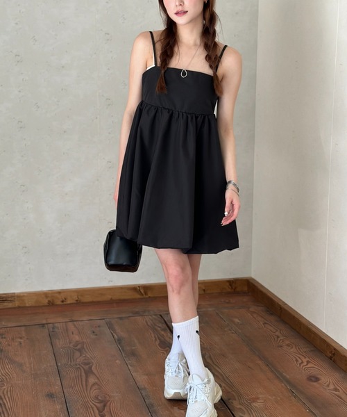 Per sist ence(パーシエンス)の「ブロードバルーンミニキャミワンピース(ワンピース・レディース・ブラック/オフホワイト/ブルー・FREE)」の7枚目の写真