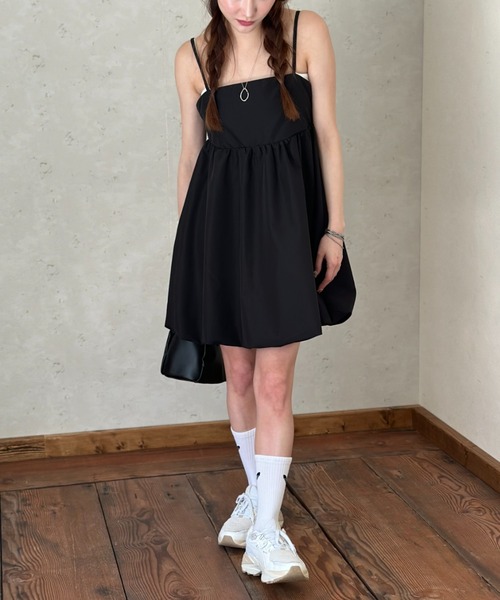 Per sist ence(パーシエンス)の「ブロードバルーンミニキャミワンピース(ワンピース・レディース・ブラック/オフホワイト/ブルー・FREE)」の10枚目の写真