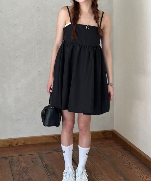 Per sist ence(パーシエンス)の「ブロードバルーンミニキャミワンピース(ワンピース・レディース・ブラック/オフホワイト/ブルー・FREE)」の16枚目の写真