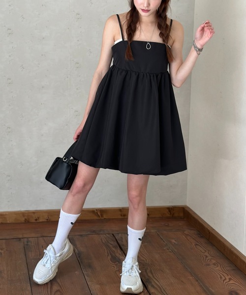 Per sist ence(パーシエンス)の「ブロードバルーンミニキャミワンピース(ワンピース・レディース・ブラック/オフホワイト/ブルー・FREE)」の17枚目の写真