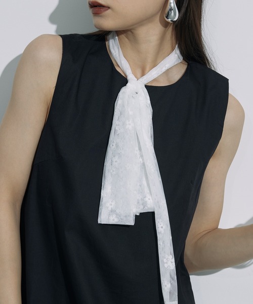 uyu.(ウユ)の「Tulle Ribbon Stall / チュールリボンスカーフ【uyu./ウユ】(ストール/ショール・レディース・ホワイト系その他/ホワイト系その他2・FREE)」の10枚目の写真