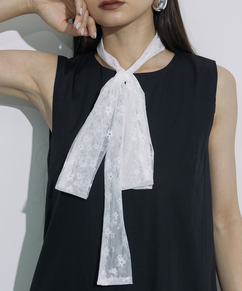 uyu.(ウユ)の「Tulle Ribbon Stall / チュールリボンスカーフ【uyu./ウユ】(ストール/ショール・レディース・ホワイト系その他/ホワイト系その他2・FREE)」の9枚目の写真