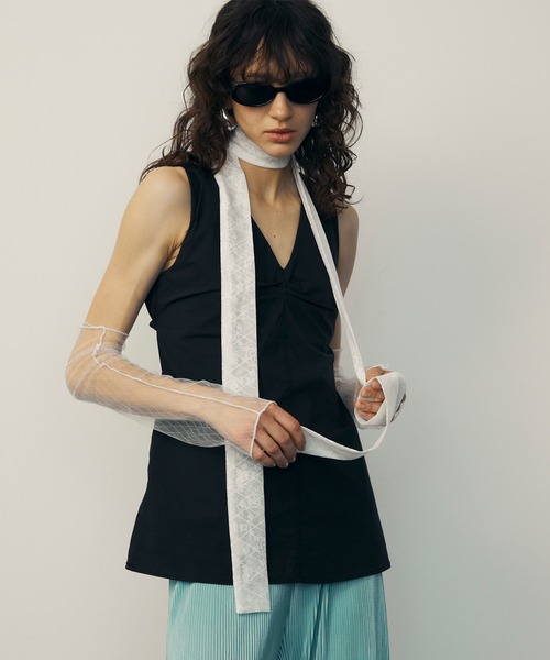 uyu.(ウユ)の「Tulle Ribbon Stall / チュールリボンスカーフ【uyu./ウユ】(ストール/ショール・レディース・ホワイト系その他/ホワイト系その他2・FREE)」の5枚目の写真