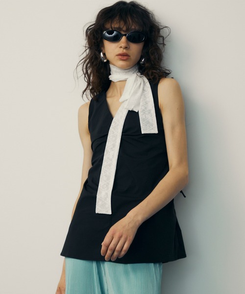 uyu.(ウユ)の「Tulle Ribbon Stall / チュールリボンスカーフ【uyu./ウユ】(ストール/ショール・レディース・ホワイト系その他/ホワイト系その他2・FREE)」の3枚目の写真