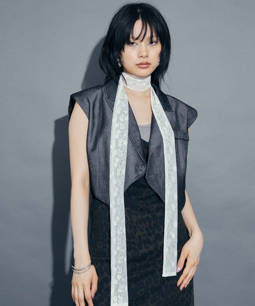 uyu.(ウユ)の「Tulle Ribbon Stall / チュールリボンスカーフ【uyu./ウユ】(ストール/ショール・レディース・ホワイト系その他/ホワイト系その他2・FREE)」の12枚目の写真