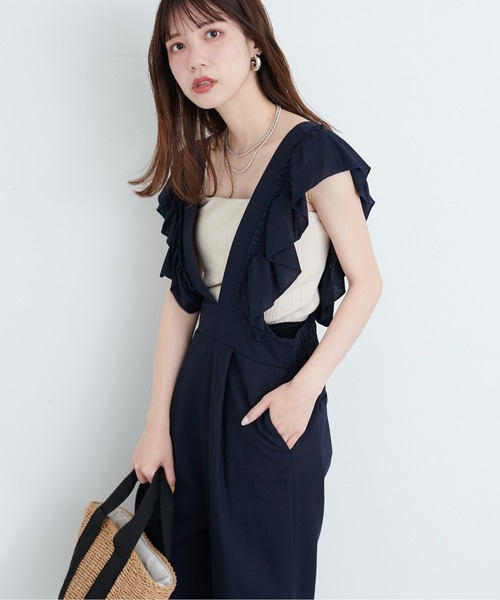 natural couture(ナチュラルクチュール)の「麻レーヨンオーバーオール(サロペット/オーバーオール・レディース・ネイビー/ライトベージュ/キャメル・MEDIUM/LARGE)」の18枚目の写真