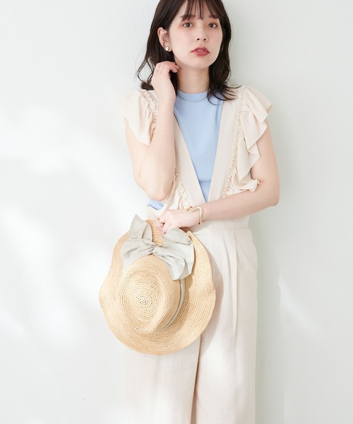 natural couture(ナチュラルクチュール)の「麻レーヨンオーバーオール(サロペット/オーバーオール・レディース・ネイビー/ライトベージュ/キャメル・MEDIUM/LARGE)」の12枚目の写真