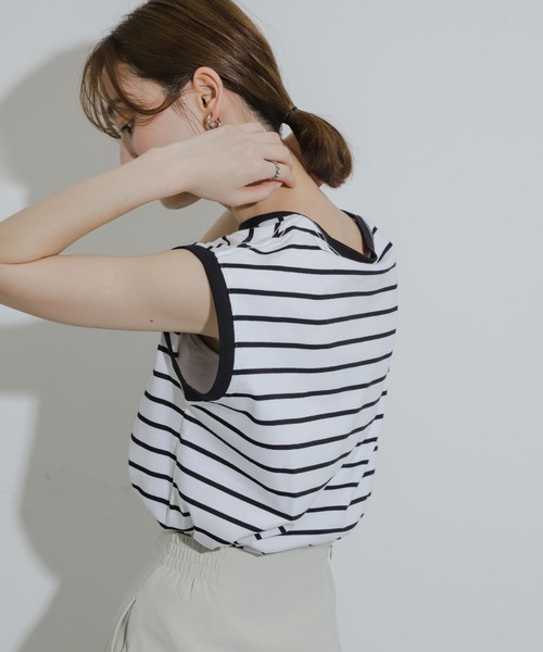 SENSE OF PLACE by URBAN RESEARCH(センスオブプレイスバイアーバンリサーチ)の「クールタッチフレンチスリーブTシャツ(Tシャツ/カットソー・レディース・ブラック/ホワイト系その他/ライトピンク/オフホワイト・ONE)」の7枚目の写真