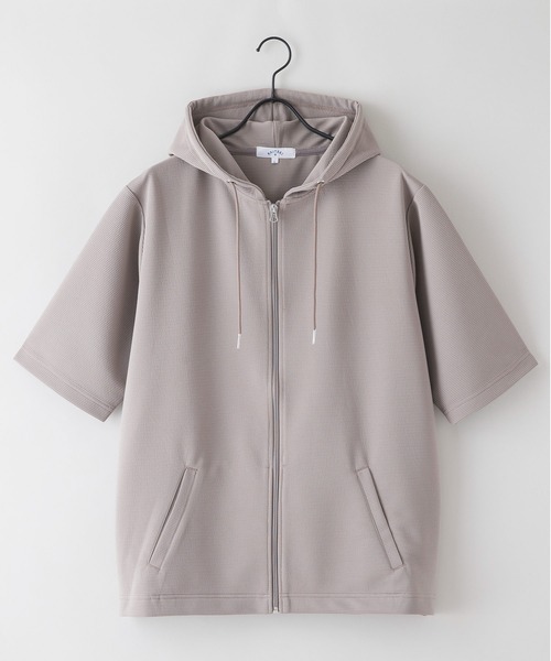 JEANS MATE(ジーンズメイト)の「【KAITEKI+/カイテキ】快適 吸水速乾 ドライタッチ イージーケア ストレッチ ドライリップル 5分袖 フルジップパーカー(パーカー・メンズ・ライトグレー/ブラック/ネイビー・MEDIUM/LARGE/X-LARGE)」の15枚目の写真
