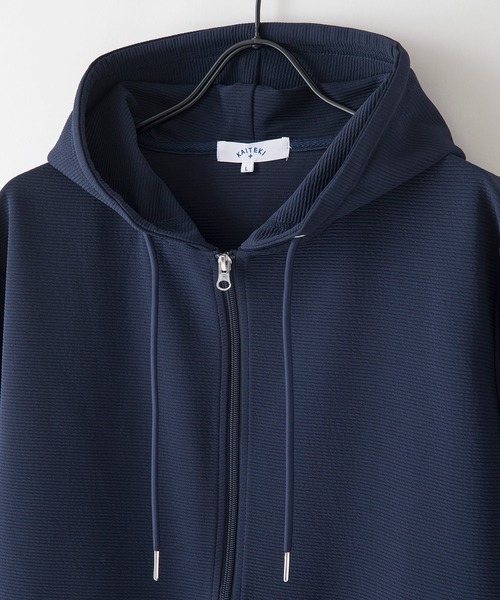 JEANS MATE(ジーンズメイト)の「【KAITEKI+/カイテキ】快適 吸水速乾 ドライタッチ イージーケア ストレッチ ドライリップル 5分袖 フルジップパーカー(パーカー・メンズ・ライトグレー/ブラック/ネイビー・MEDIUM/LARGE/X-LARGE)」の6枚目の写真