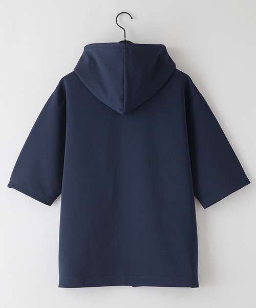 JEANS MATE(ジーンズメイト)の「【KAITEKI+/カイテキ】快適 吸水速乾 ドライタッチ イージーケア ストレッチ ドライリップル 5分袖 フルジップパーカー(パーカー・メンズ・ライトグレー/ブラック/ネイビー・MEDIUM/LARGE/X-LARGE)」の5枚目の写真