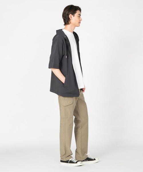 JEANS MATE(ジーンズメイト)の「【KAITEKI+/カイテキ】快適 吸水速乾 ドライタッチ イージーケア ストレッチ ドライリップル 5分袖 フルジップパーカー(パーカー・メンズ・ライトグレー/ブラック/ネイビー・MEDIUM/LARGE/X-LARGE)」の13枚目の写真
