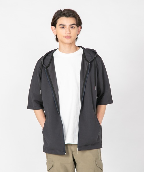JEANS MATE(ジーンズメイト)の「【KAITEKI+/カイテキ】快適 吸水速乾 ドライタッチ イージーケア ストレッチ ドライリップル 5分袖 フルジップパーカー(パーカー・メンズ・ライトグレー/ブラック/ネイビー・MEDIUM/LARGE/X-LARGE)」の17枚目の写真