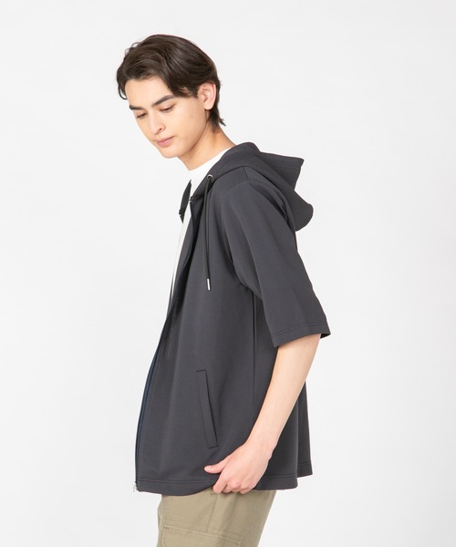JEANS MATE(ジーンズメイト)の「【KAITEKI+/カイテキ】快適 吸水速乾 ドライタッチ イージーケア ストレッチ ドライリップル 5分袖 フルジップパーカー(パーカー・メンズ・ライトグレー/ブラック/ネイビー・MEDIUM/LARGE/X-LARGE)」の18枚目の写真