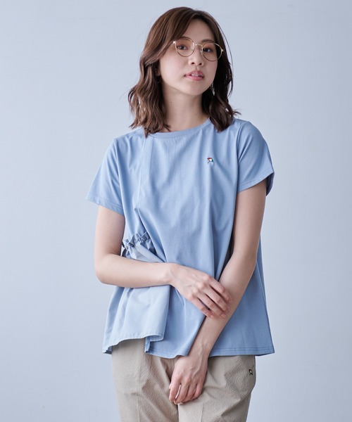 Arnold Palmer（アーノルドパーマー）の「アシメ ドッキングギャザー Tシャツ（Tシャツ/カットソー・レディース・スカイブルー/ブラック/ホワイト・L/M/S）」の16枚目の写真